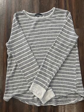 Staccato Gray & White Striped Crewneck Sweater